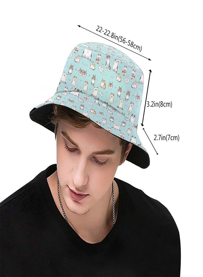 ASYG Funny Cute Cats Bucket Hats for Women Men Cartoon Pattern Fisherman Hat Packable Sun Hats - Image 3